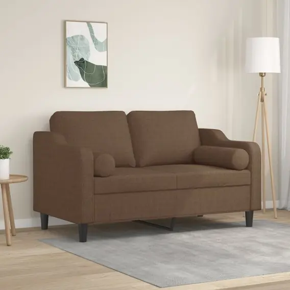 Tylko do końca tygodnia 2-osobowa sofa z poduszkami, brązowa, 120 cm, tkanina Lumarko! - Hurtownia wielobranżowa Lumarko